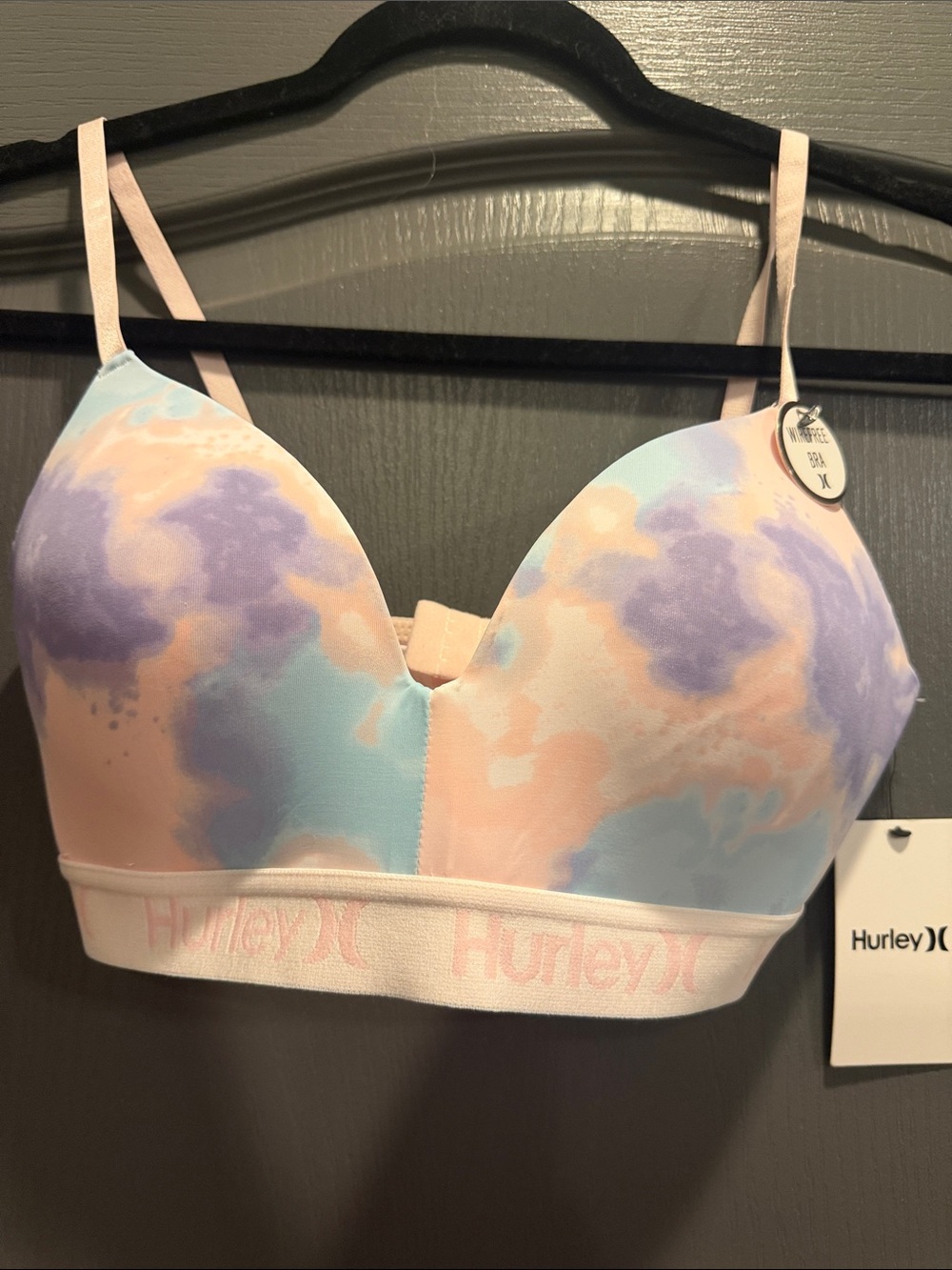 Hurley Pastel Tie-Dye Light Support Bralette - Pink, Purple, Blue